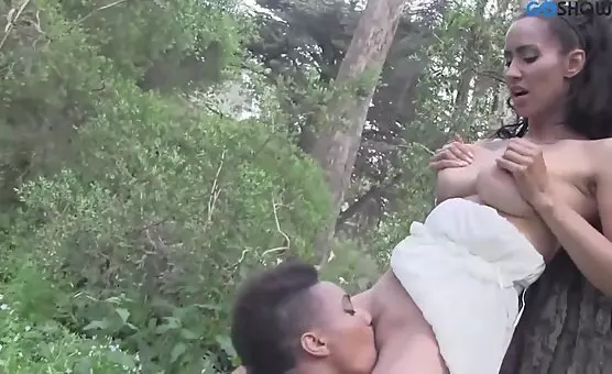 Ebony Tomboy Pleasures Herself Outdoors